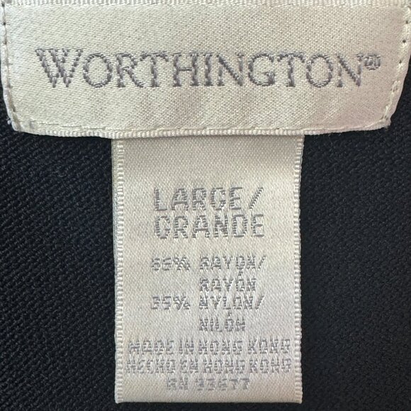 Worthington Size Medium Black Cardigan Sweater With Button Front & Sleeve Detail - Picture 7 of 7